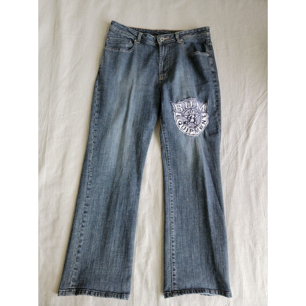 Chicos Platinum Womens Jeans 2 33x28 Bum Equipment Patch Stretch Blue Vtg 90s‎